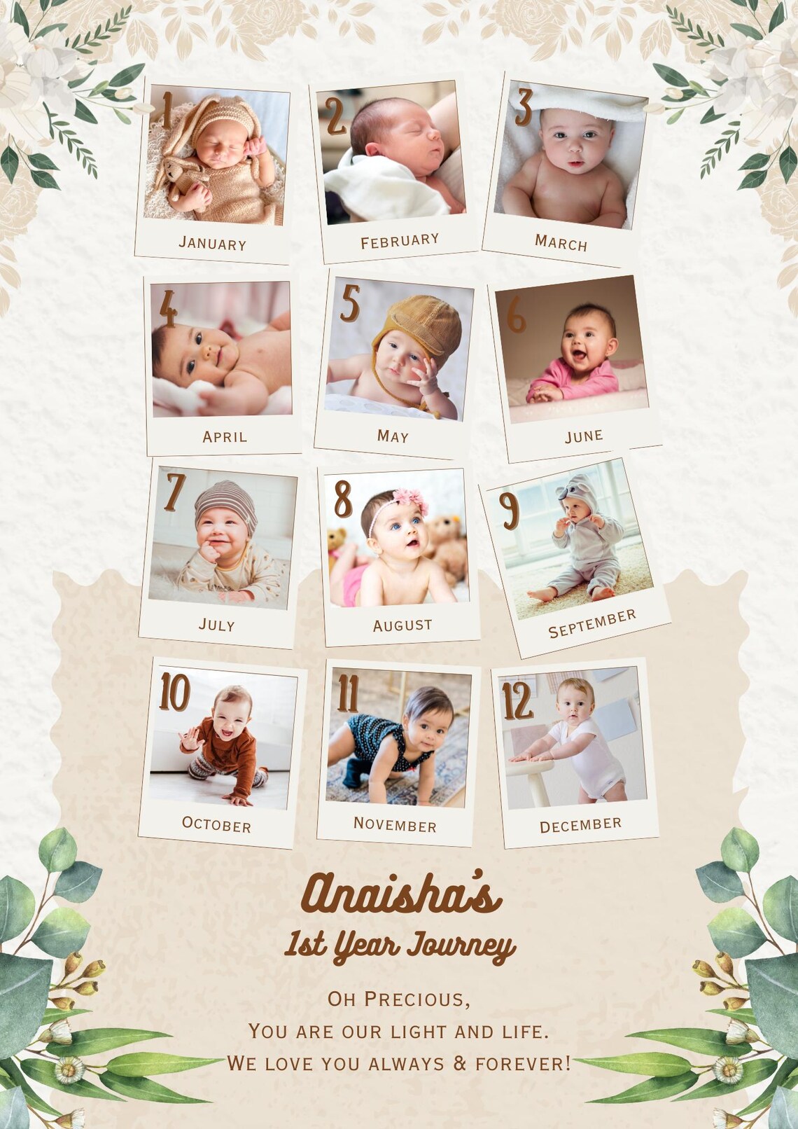 Your Baby's 1st Year Journey Picture Frame Template . Create Lasting ...