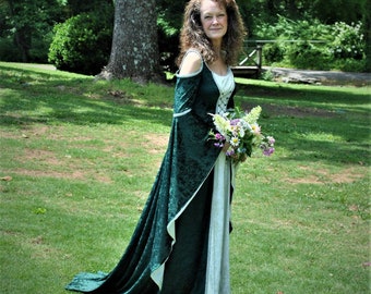 Medieval Gown, Elvish Wedding Gown, Handfasting Dress, Renaissance Gown, Medieval Dress, Gothic Dress, Prom Dress, LARP Dress &quot;Melissa&quot;