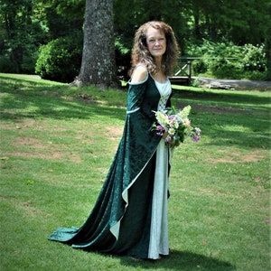 Medieval Gown, Elvish Wedding Gown, Handfasting Dress, Renaissance Gown, Medieval Dress, Gothic Dress, Prom Dress, LARP Dress "Melissa"