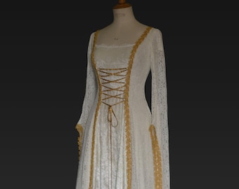 Medieval Wedding Dress,Renaissance Gown,Elvish Wedding Dress,Robe Medievale,Pre Raphaelite Dress,Hand Fasting Dress,Dora