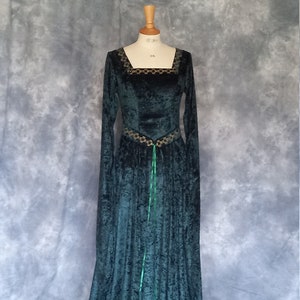 Cordelia, Celtic Inspired Medieval, Pre Raphaelite,Renaissance Gown, Handfasting Gown with Celtic Embroidery image 1