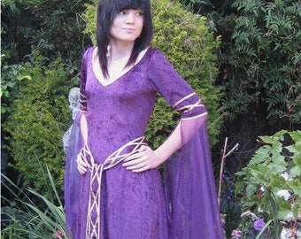 Eve, a Celtic, Elvish, Medieval, Pagan Wedding Gown with Applique Decoration.