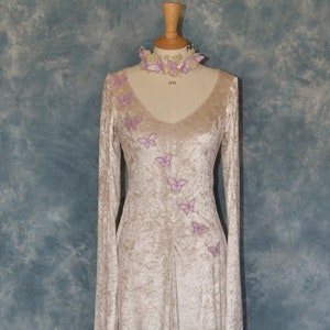Melisande a Fantasy, Faery, Elvish, Medieval Wedding Dress Embroidered with Butterflies
