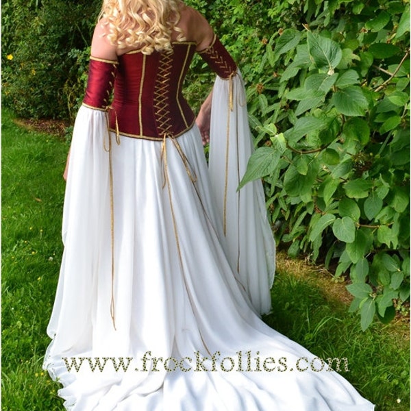 Medieval Wedding Gown, Elvish Dress, Renaissance Gown, Pre-Raphaelite, Corset, Medieval Dress, Renaissance Dress"Clarissa"