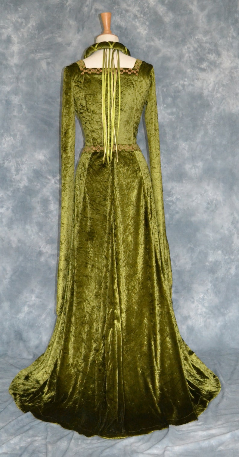 Cordelia, Celtic Inspired Medieval, Pre Raphaelite,Renaissance Gown, Handfasting Gown with Celtic Embroidery image 8