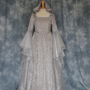 Ceara, a Pagan, Medieval, Elvish Hand Fasting, Wedding Dress with Hood, Custom Made