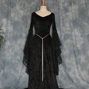 Halloween Dress,Medieval Gown,Elvish Dress,Gothic Dress, Pagan Gown, spider web lace image 2