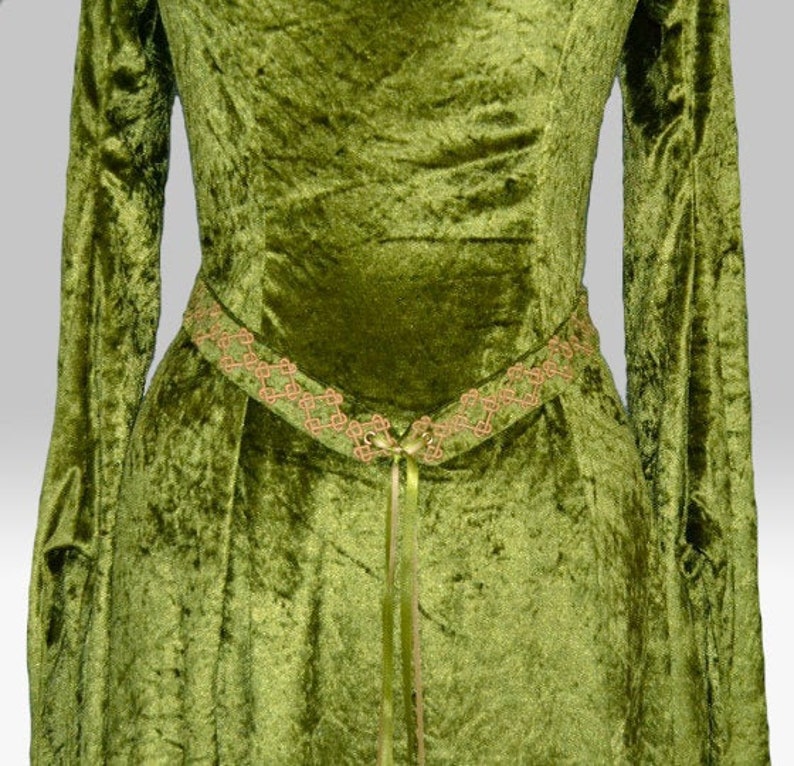 Cordelia, Celtic Inspired Medieval, Pre Raphaelite,Renaissance Gown, Handfasting Gown with Celtic Embroidery image 6