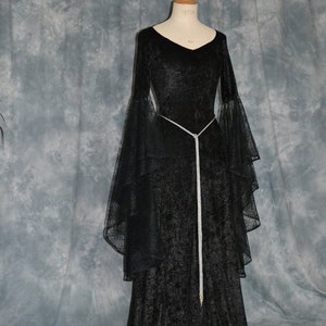 Halloween Dress,Medieval Gown,Elvish Dress,Gothic Dress, Pagan Gown, spider web lace image 3