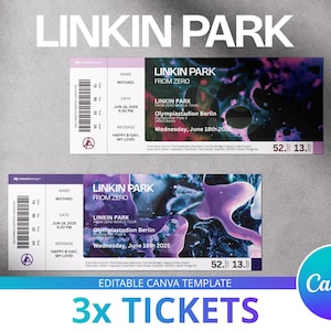 Bearbeitbares Linkin Park Souvenir Konzert Ticket