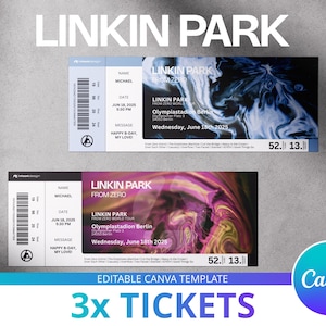 Bearbeitbares Linkin Park Souvenir Konzert Ticket