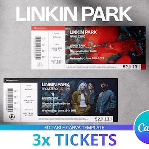Bearbeitbares Linkin Park Souvenir Konzert Ticket