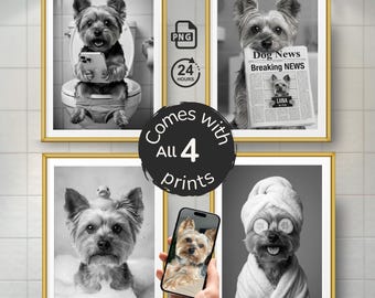 Custom Dog in Toilet Reading – Funny Bathroom Portrait