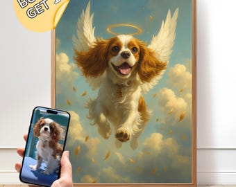 Custom Pet Memorial Portrait with Angel Wings – Digital Remembrance Art