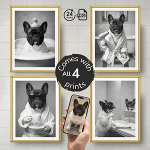 Retrato personalizado de cachorro no vaso sanitário - Arte divertida para animais de estimação no banheiro