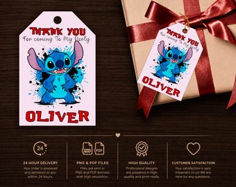 Stitch Birthday Thank You Card : Party Favor (Digital File)