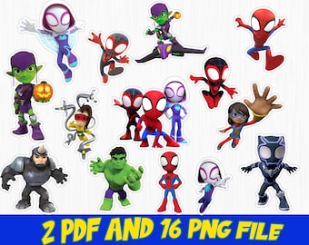 Spidey and Friends Birthday PNG Clipart (Digital File)