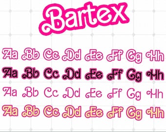 Pink Doll 4-Farben-Buchstaben-Schriftart PNG: Bartex Alphabet (Nur digitale Datei)