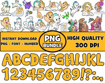 Paquete de imágenes prediseñadas de Bebé Hércules: Fuente y alfabeto (archivo digital)