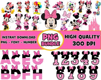 Minnie Mouse PNG Bundle: Alphabet, Numbers, Font (Digital Download, Personal Use Only)