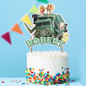 Adorno para tarta de cumpleaños de camión de basura: Diseño digital personalizado (PNG)