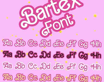 Rosa Puppenbuchstaben Schriftart PNG: Bartex Alphabet (nur digitale Datei)