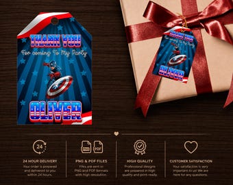 Captain America Birthday Thank You Card : Party Favor (Digital File)