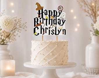 Wizard Birthday Cake Topper: Personalized Digital Design (PNG)
