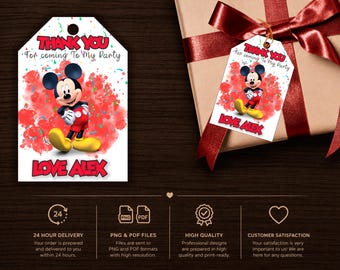 Mickey Mouse Birthday Thank You Card : Party Favor (Digital File)