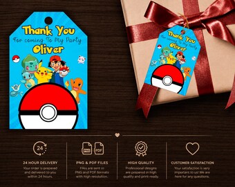 Pikachu Birthday Thank You Card : Party Favor (Digital File)