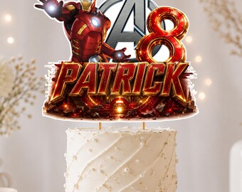 Iron Man Birthday Cake Topper: Personalized Digital Design (PNG)