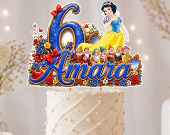 Snow White Birthday Cake Topper: Personalized Digital Design (PNG)