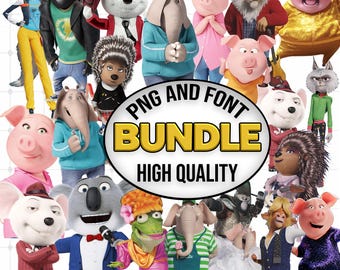 Sing 2 PNG Bundle: Alphabet, Numbers, Font (Digital File Only)