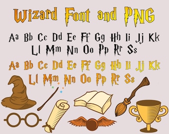 Wizard Alphabet Font PNG: Birthday Party Numbers (Digital File)