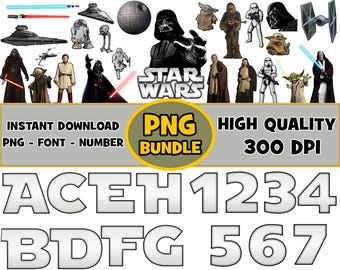 Star Wars PNG Bundle: Font, Alphabet, Numbers (Digital File Only)