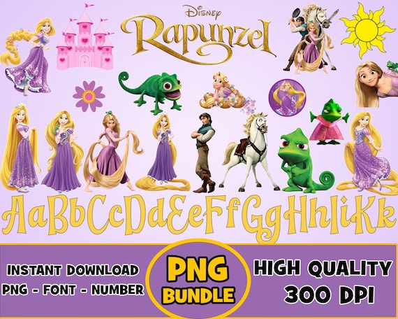Rapunzel PNG Bundle: Font, Alphabet & Numbers (Digital Download)