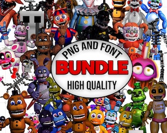 Paquete PNG de Five Nights at Freddy's: Fuente, alfabeto, números (descarga digital)