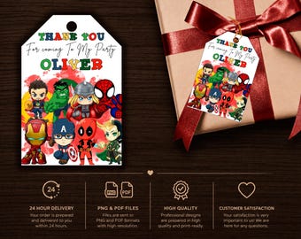 Avengers Birthday Thank You Card : Party Favor (Digital File)