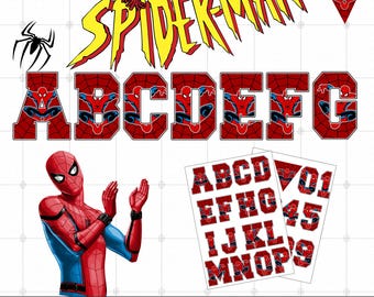 Spiderman Alphabet Font PNG: Birthday Banner Letters (Digital File)