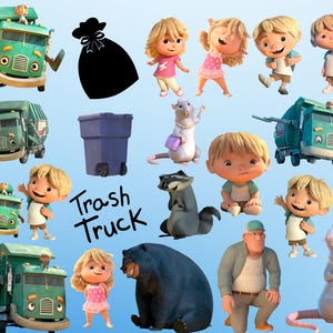 Camión de basura PNG: Fuente, alfabeto y números (descarga digital, solo para uso personal)