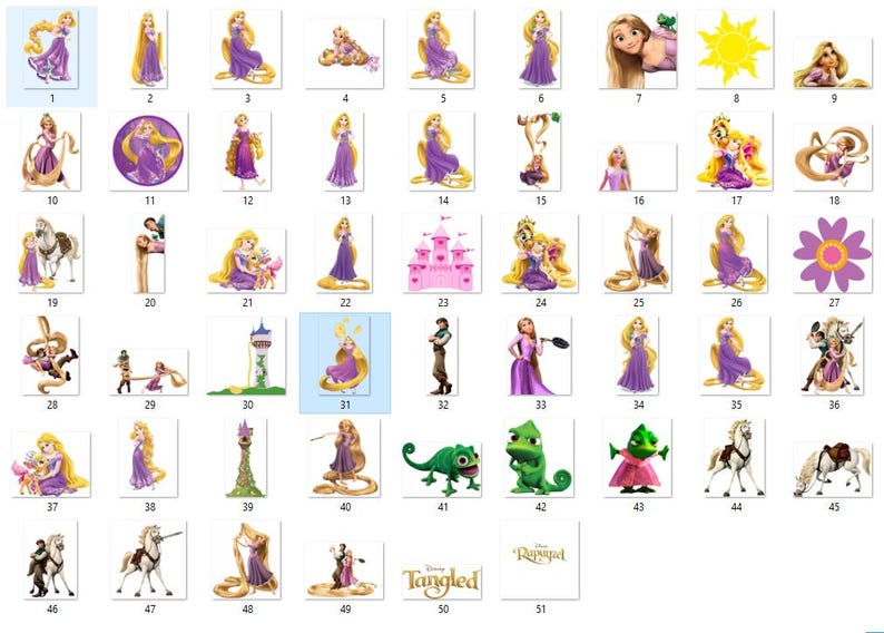 Rapunzel PNG Bundle: Schrift, Alphabet & Zahlen (Digitaler Download) Bild 6