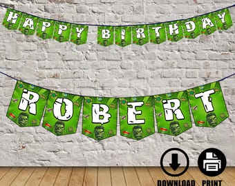 Hulk Birthday Banner: Alphabet and Numbers (Digital File)