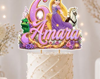 Rapunzel Birthday Cake Topper: Personalized Digital Design (PNG)
