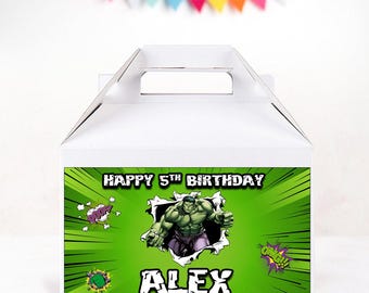Personalized Hulk Birthday Gift Box Sticker (Digital File Only)