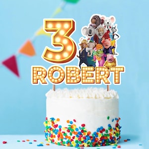Sing 2 Birthday Party Set: Cake Topper, Banner, Stickers (Digital File Only, PNG/PDF)