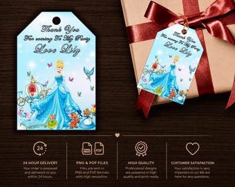 Cindirella Birthday Thank You Card : Party Favor (Digital File)