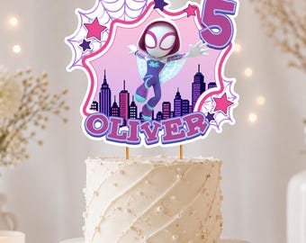Ghost Spider Birthday Cake Topper: Personalized Elsa Digital Design (PNG)