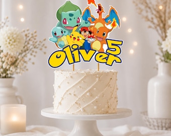 Pikachu Birthday Party Decor: Cake Topper & Banner (Digital File)