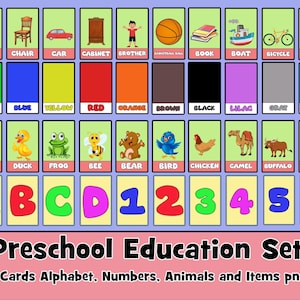 Ensemble d'éducation préscolaire, cartes d'éducation pour enfants, cartes d'éducation, ensemble PNG d'éducation préscolaire, cartes d'éducation PNG--fichier numérique uniquement--