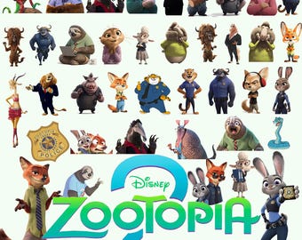 Zootopia 2 Birthday Clipart: PNG Bundle, Invitations, Wallpapers (Digital File)